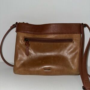 The Sak Two-Tone Brown Leather Crossbody Bag